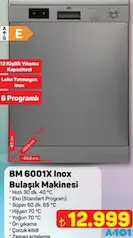 SEG BM 6001X 6 PROGRAMLI İNOX BULAŞIK MAKİNESİ